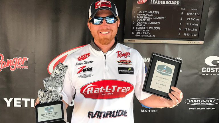 NEW HOPE’S MARTIN WINS T-H MARINE FLW BASS FISHING LEAGUE BAMA DIVISION OPENER ON LAKE GUNTERSVILLE