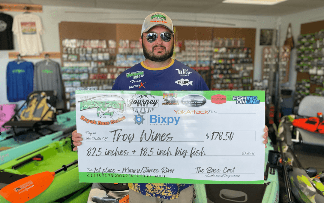Troy Wines Wins The Bass Cast Kayak Bass Series on the Maury/James River with 82.50″