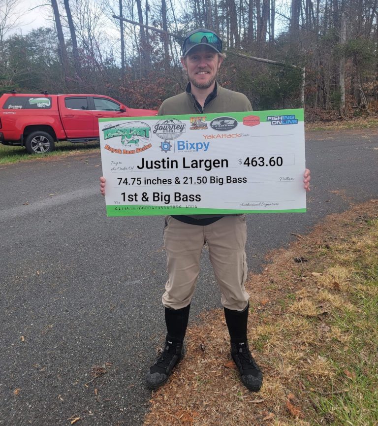 Justin Largin Wins the Bass Cast Kayak Bass series on SML with 74.75″