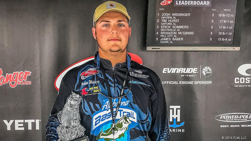 HAYDEN’S WISSINGER WINS T-H MARINE FLW BASS FISHING LEAGUE BAMA DIVISION EVENT ON LAKE MITCHELL