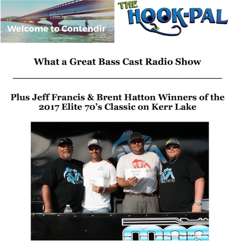 Bass Cast Radio October 29th Featuring Jeff Francis & Brent Hatton winners of the Elite 70 Championship  &  Manny More