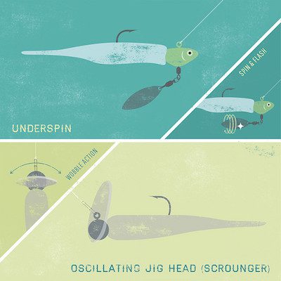 Underspins & Oscillating Jig Heads for Winter Bass by Michael Wood