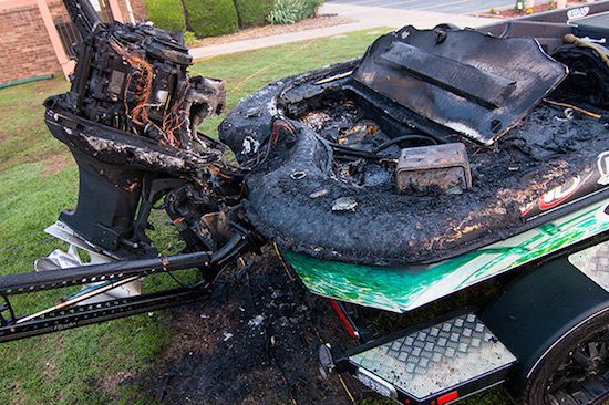 Lane’s Boat Destroyed in Boat Fire Overnight at Elite Series on Dardanelle by: Jason Sealock