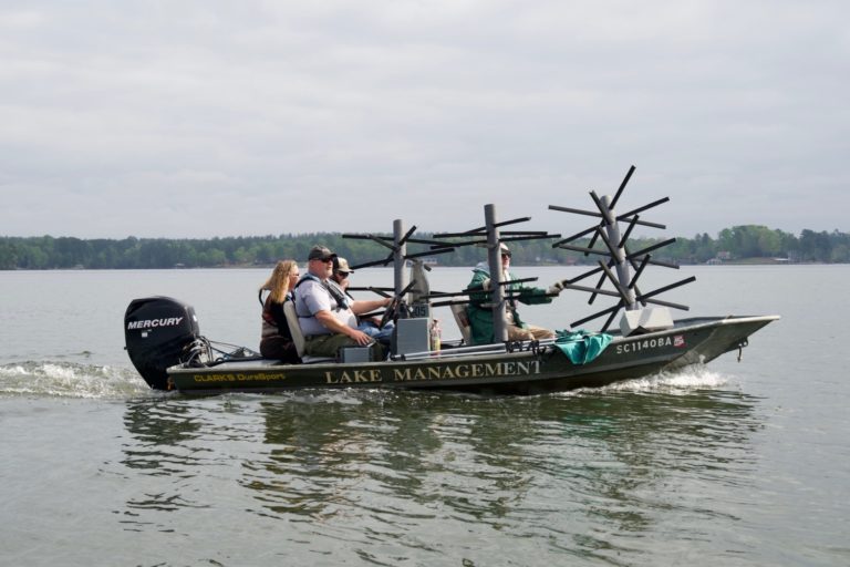 Major League Fishing Pros and Fisheries Management Division Deploy Artificial Fish Habitat into Lake Greenwood
