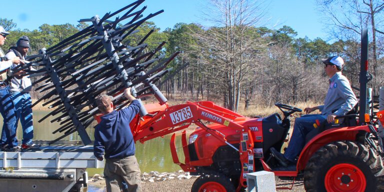 Major League Fishing Pros and Fisheries Management Division Deploy Artificial Fish Habitat into Sam Rayburn Reservoir