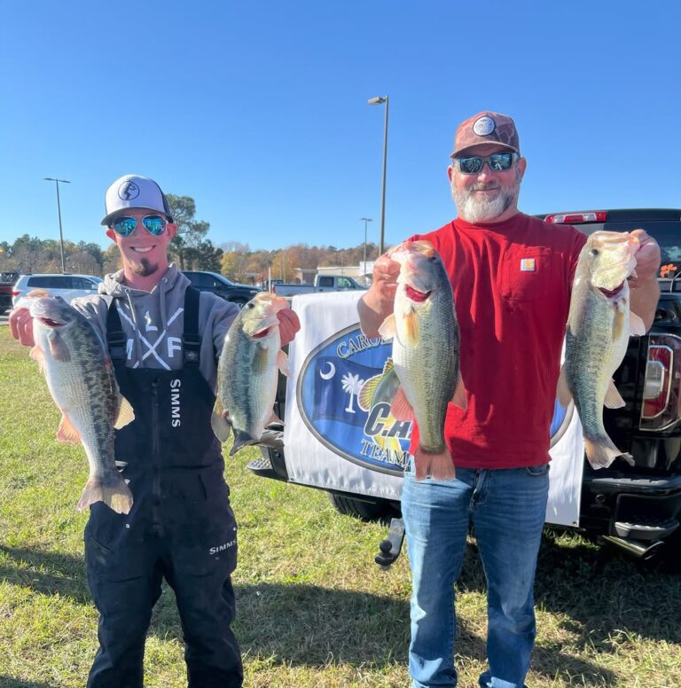 Britt Myers Jr & Mike Stephens win CATT Lake Wylie with 5 bass weighing 19.26 lbs!