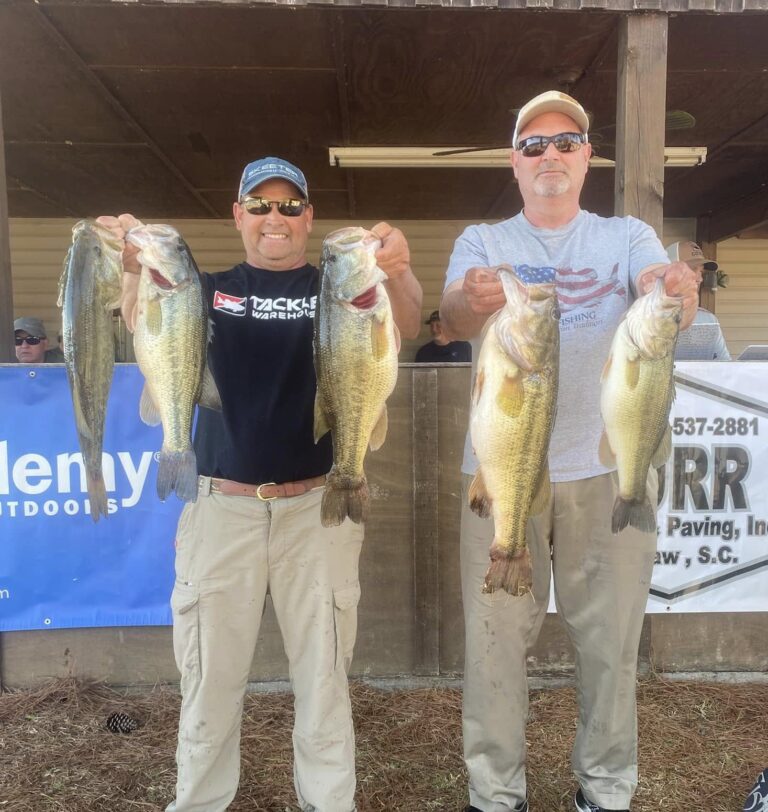 Chad Gainey & Mack Kitchens win CATT Lake Wateree with 5 bass weighing 21.60 lbs!