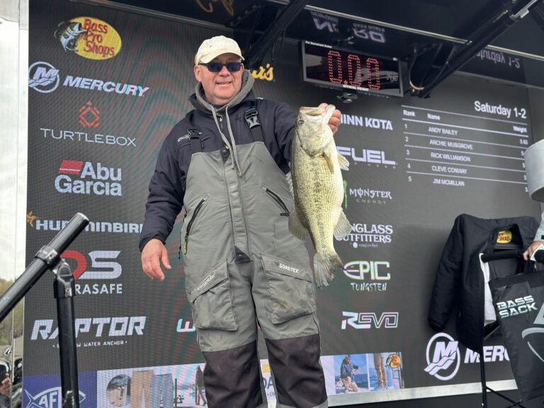 Marco Warner weighs in a 7.78 on day 2 of the Big Bass Tour on Smith Mountain Lake
