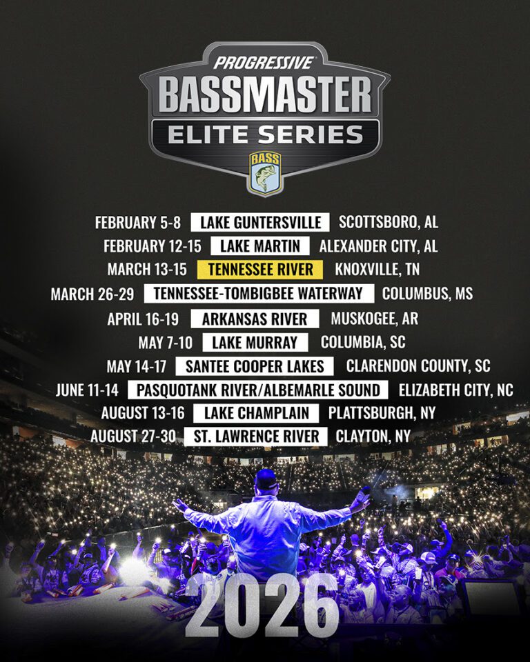 B.A.S.S. announces 2026 Progressive Bassmaster Elite Series schedule featuring legendary fisheries and historic returns